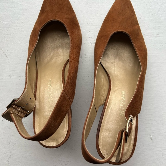 Stuart Weitzman Briwn Suede Slingbacks - Picture 2 of 8